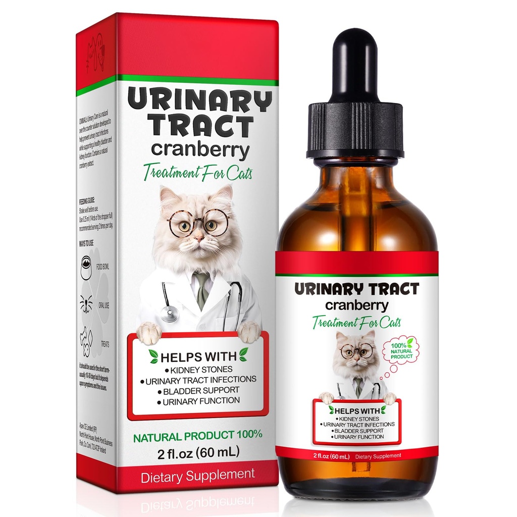 Feline Urinary Tract Health, Cat UTI Remedy, Natural Herbal Supplement 2 fl oz, Urinary Health için Düzenli Bakım Destekleme