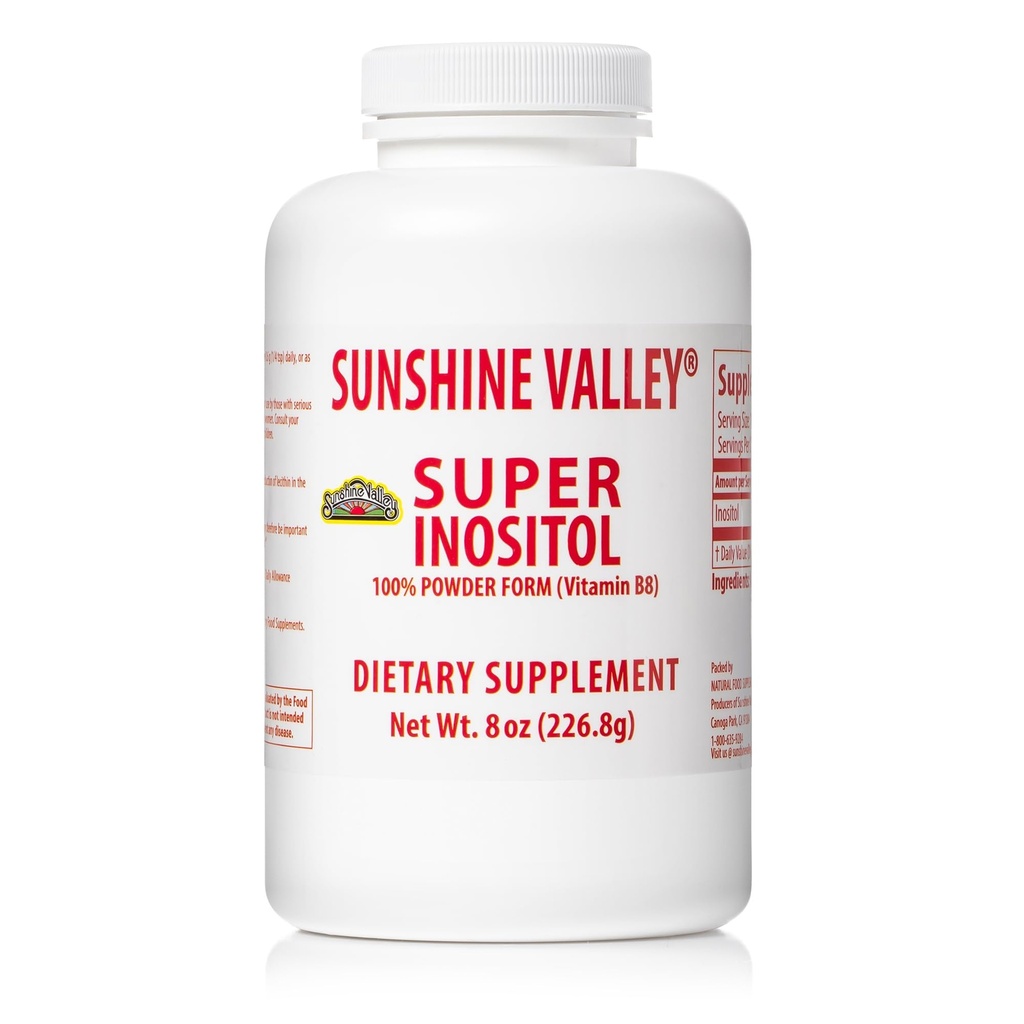Sunshine Valley® Super Inositol, B8 Tozlu Diyet Tamam, Doğal Preksiyon Tamam, Hormonal Denge ve Sağlıklı Ovarian Fonksiyonl Desteği - 8oz