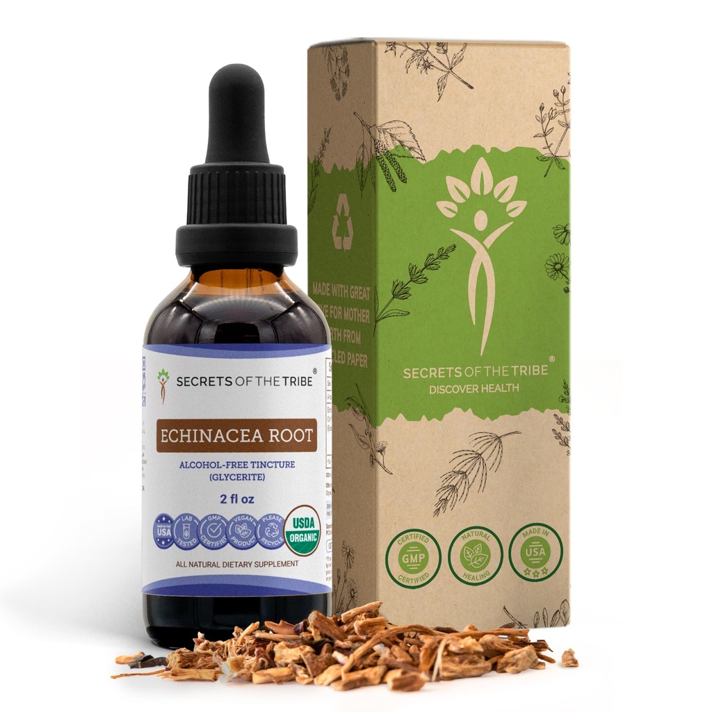 Echinacea Root USDA Organic Tincture | Alkol Özgür Tür, Yüksek Lisans Herbal Drops, Immune System Health | %100 sertifikalı Organik Echinacea Root (Echinacea Purpurea) 2 oz