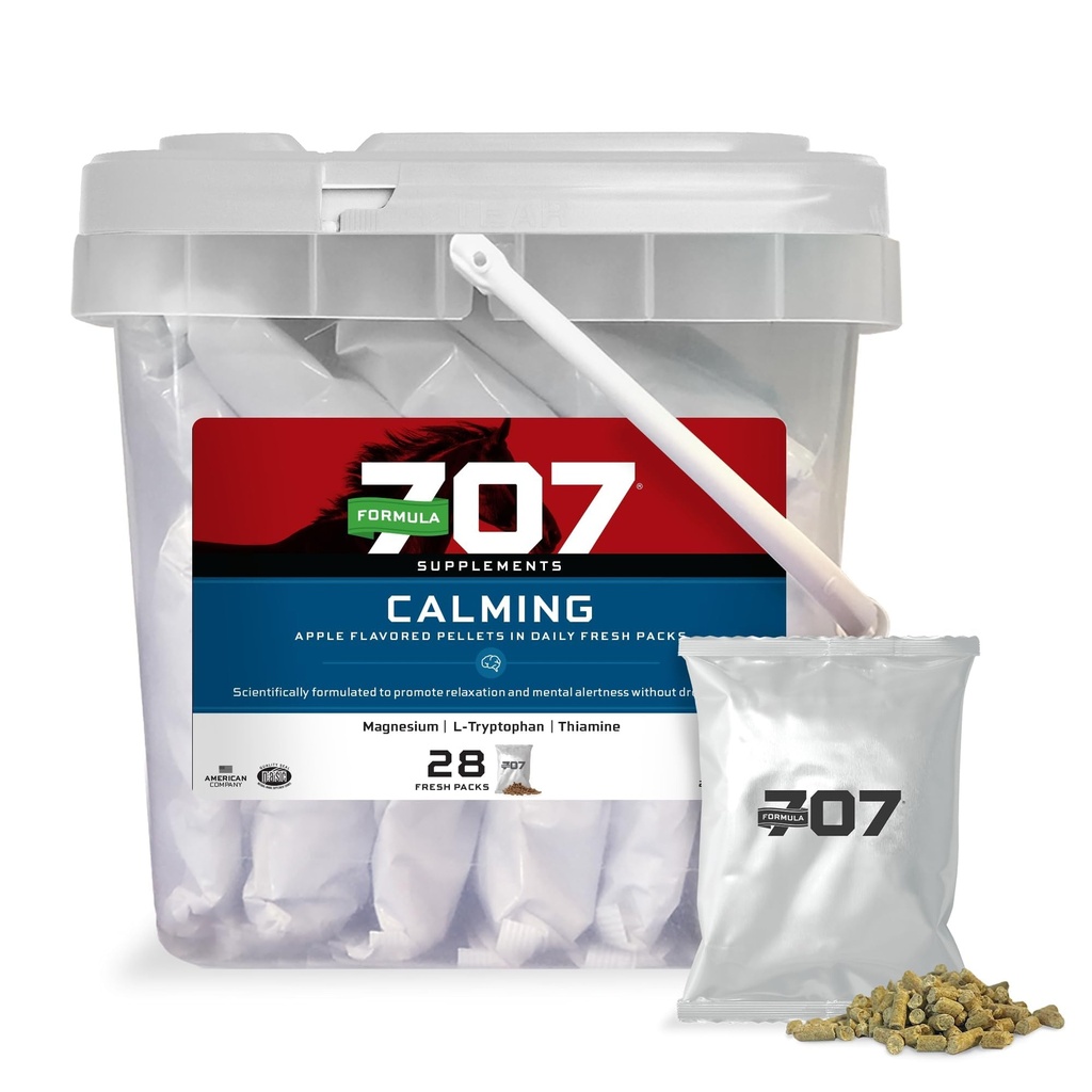 Formula 707 Calming Equine Supplement, Daily Fresh Packs - Atlar için Endişeli Yardım ve Geliştirilen Oda - L-Tryptophan, Thiamine & Magnezyum