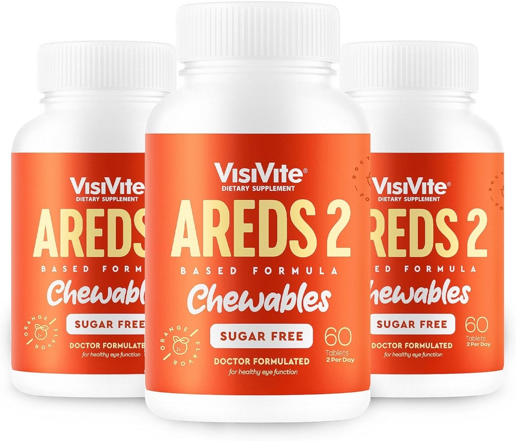 AREDS 2 Sugar-Free Eye Vitamins - Gözler için Lutein Gummies - Eye Health için Lutein - Premium Sugar-Free Eye Vitamins - (Chewable Tabletler) Paket 3