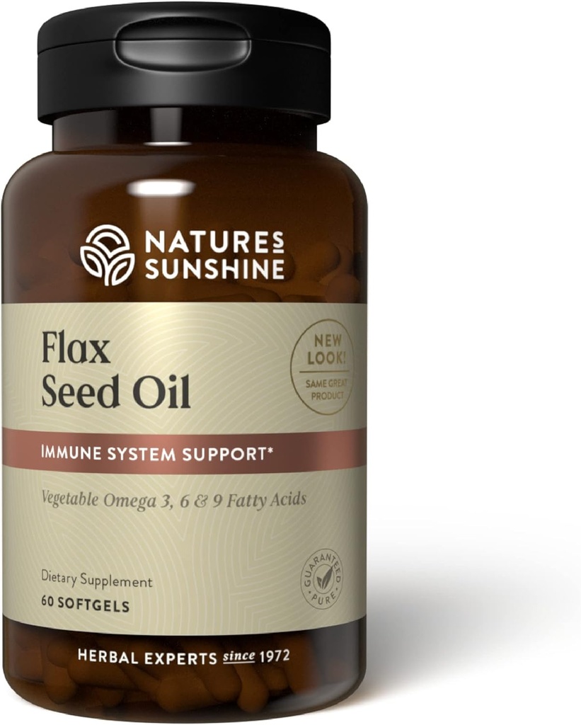 Nature's Sunshine Flax Seed Oil, 60 Softgels | Mükemmel Kalp-Sağlıklı Fatty Asits, Immunity'yi Güçlendirmeye Yardımcı Olan Lignans ve Prostate Health Health