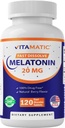 Vitamatic Melatonin 20 mg for Sleep Support | Vegetarian, Non-GMO, Gluten Free | Yüksek Potency 20 MG | Natural Berry Flavor 120 Hızlı Dissolve Tabletleri