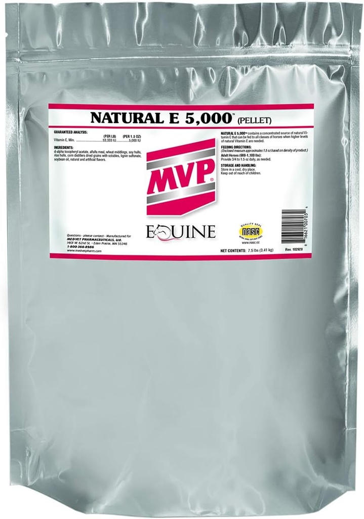 Doğal E 5.000 (7.5 lb) Vitamin E'nin Doğal Formu Atlar için Daha İyi Biyoavalanabilirlik