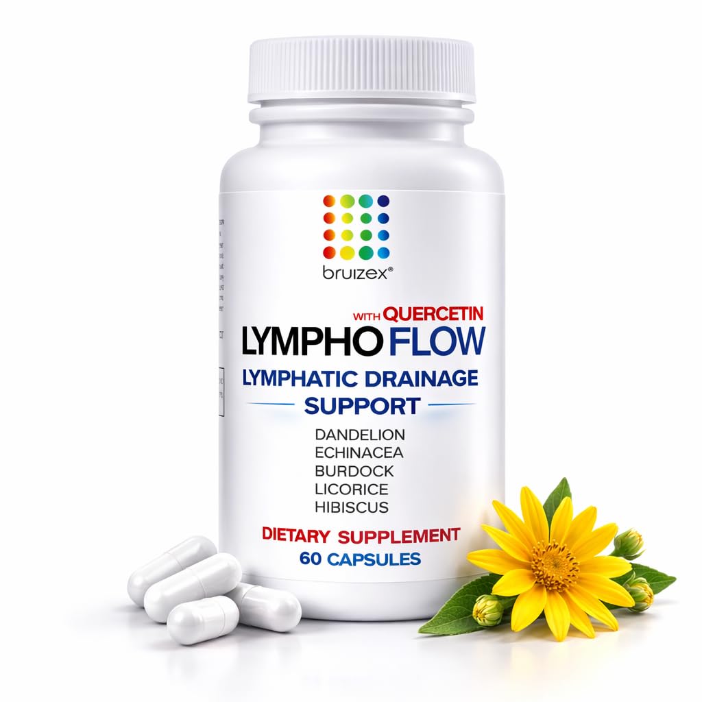 Bruizex Lympho Flow Lymphatiage Supplement, Destekler Lymphatic System Health, Liposuction, BBL, 360 Lipo, Tummy Tuck & Lymphedema Post Surgery Recovery, Qercetin ile Yapıldı, 60 Capsules