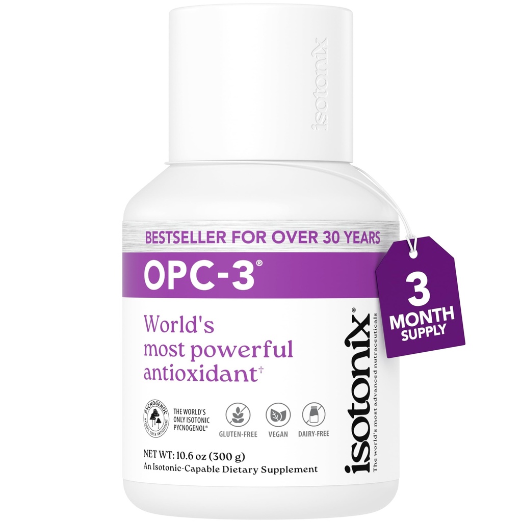 OPC-3 Isotonix - Antioksi Supplement - Pycnogenol, Grape Seed Extracts, Bilberry, Red Wine & Pine Bark Ekstraksiyonlar - Kalp ve Circulatory Desteği - Isotonic, Vegan, Gluten Free - 90 Hizmetler