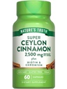 Nature's Truth Ceylon Cinnamon Capsules | 2500 mg | artı Chromium ve Biotin | 60 Kont | Vegan, Non-GMO & Gluten Free Supplement Supplement