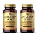 Solgar Gentle Iron (Iron Bisglycinate) 25 mg - 180 Sebze Capsules, Pack of 2 - Non-Constipating, Gentle on Your Stomach - Non-GMO, Gluten Free - 360 Total Services