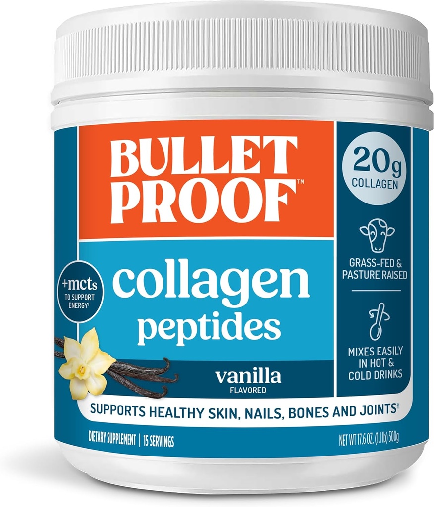 Kurşunlu Vanilla Collagen, Toz, MCT Oil, 14.3 Ounces, Grass-Fed Collagen Protein için Skin, Bone ve Ortak Destek, Pasture Yükseltilmiş, Yok Hormonlar, Ambalaj Vary