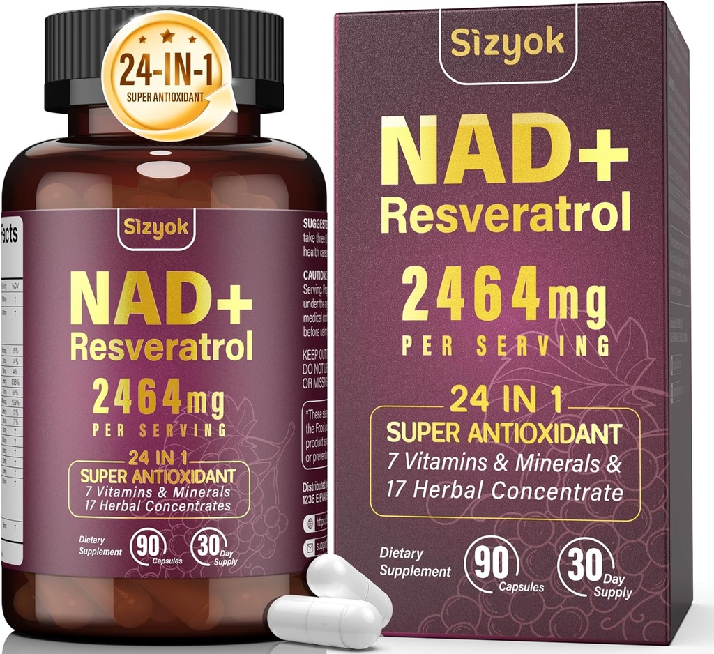 NAD Supplement, Liposomal NAD+ Resveratrol, NAD Resveratrol Supplement - Aging Defense, Energy, Focus - Ultra Antioksi Capsules,30