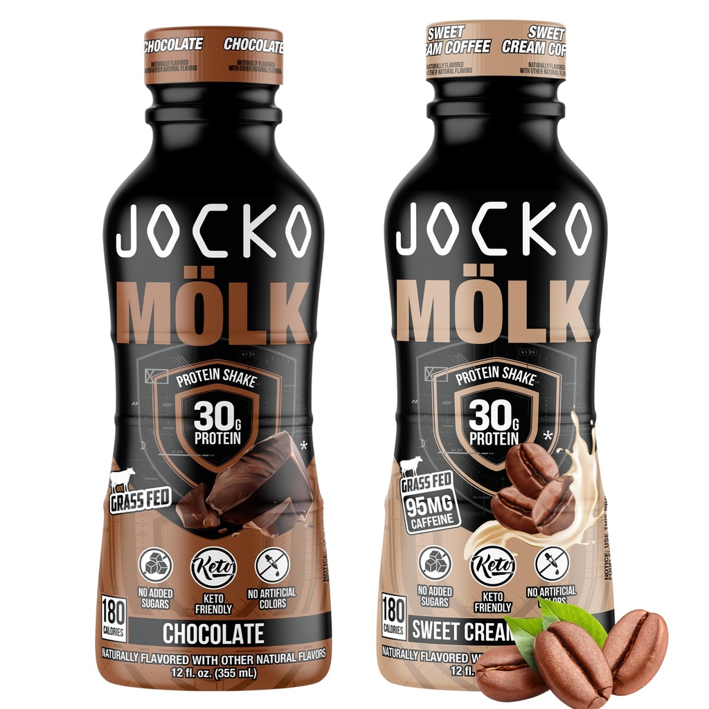 Jocko Yakıt Mölk RTD Protein Shakes Sche - Chocolate & Sweet Cream Coffee (24 Pack)