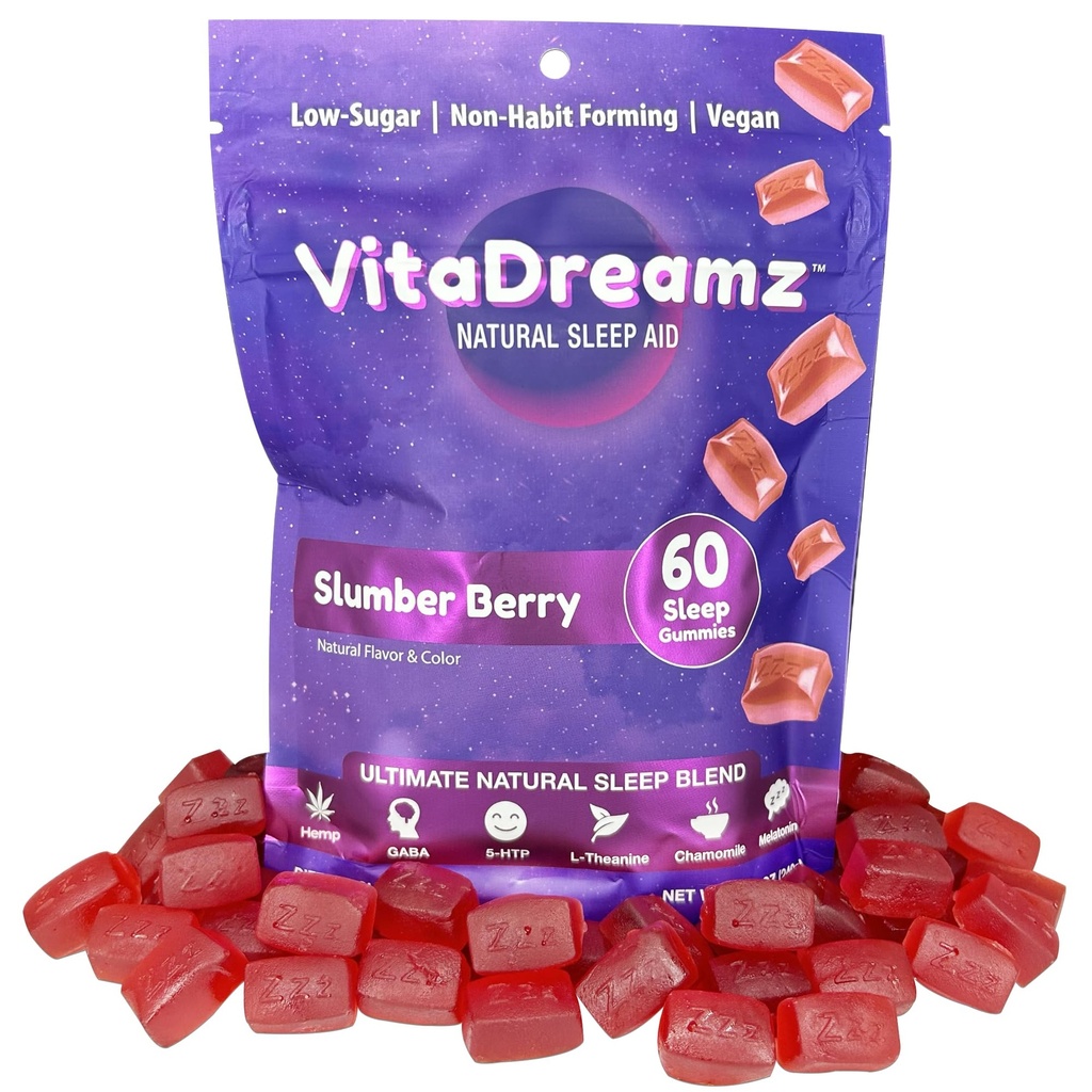 Uyku için Melatonin Gummies - Doğal Uyku Yardımı L-Theanine & GABA - SleepEZ Yastıkz 60 Kont