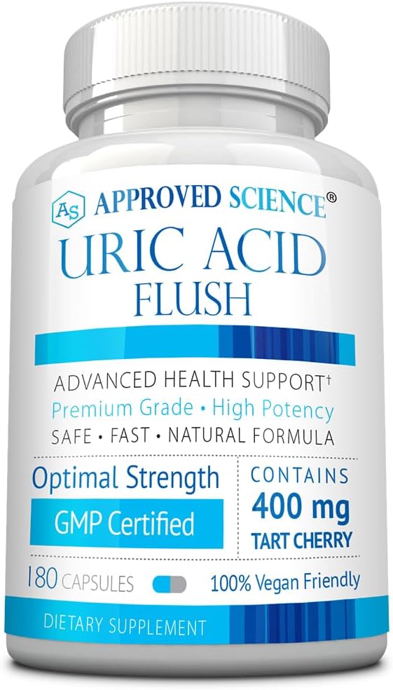 Onaylanan Bilim® Uric Acid Flush Supplement with Folic Acid and Tart Cherry - 180 Capsules - 3 Ay Supply