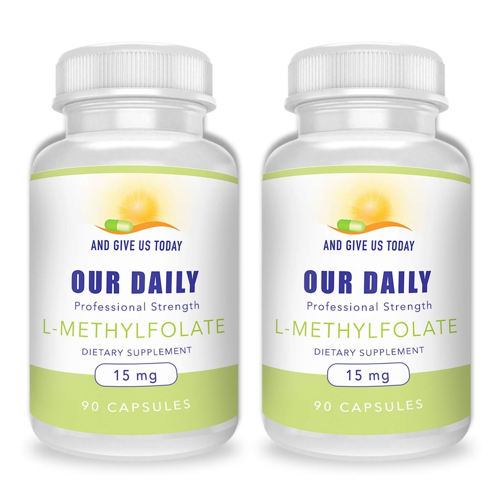 AND GIVE US TODAY DAILY L-Methylfolate 15mg (2 Şişe) - 180 Capsules - Profesyonel Güçlü Aktif Metil Folate - 5MTHF Supplement - GMO, Gluten Free, No Fillers