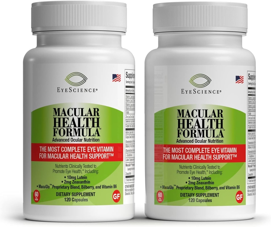 Eye Science – Macular Health Formula – 120 Capsules – Eye Health için Beslenme Tamamı - Contains Lutein, Zeaxanthin, C, D, E & B6-2-Pack