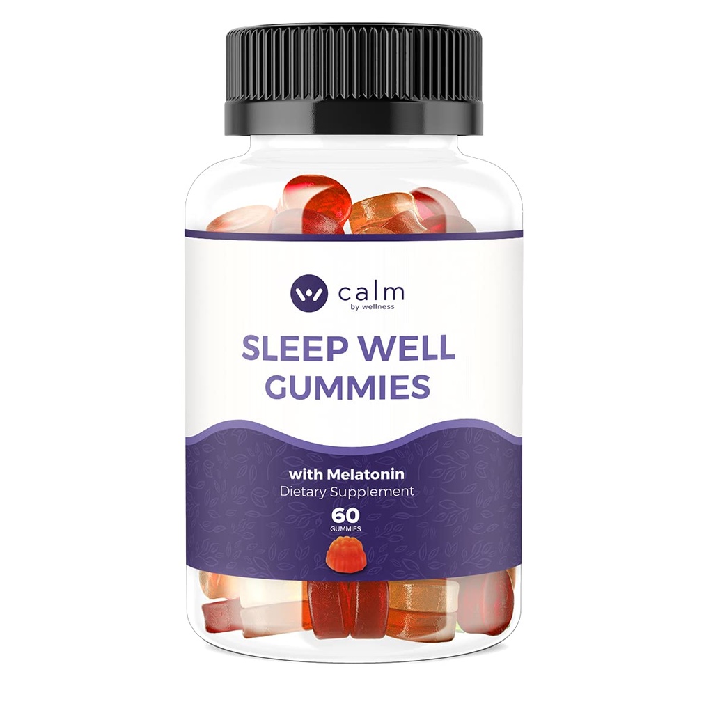 Calm by Wellness Sleep Well Gummies, Ekstra Güçlü Gummy with Melatonin, Natural Sleep Support Supplement, 30 Count