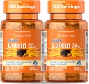 Puritan's Pride Premium Lutialtı Lutein Caroteno 20mg with Zeaxanthin for Men and Women, Diyetary Supplement for Eye Health Support, 8 Ay Supply, 120 Easy-to-Swallow Softgels, 2 Pack