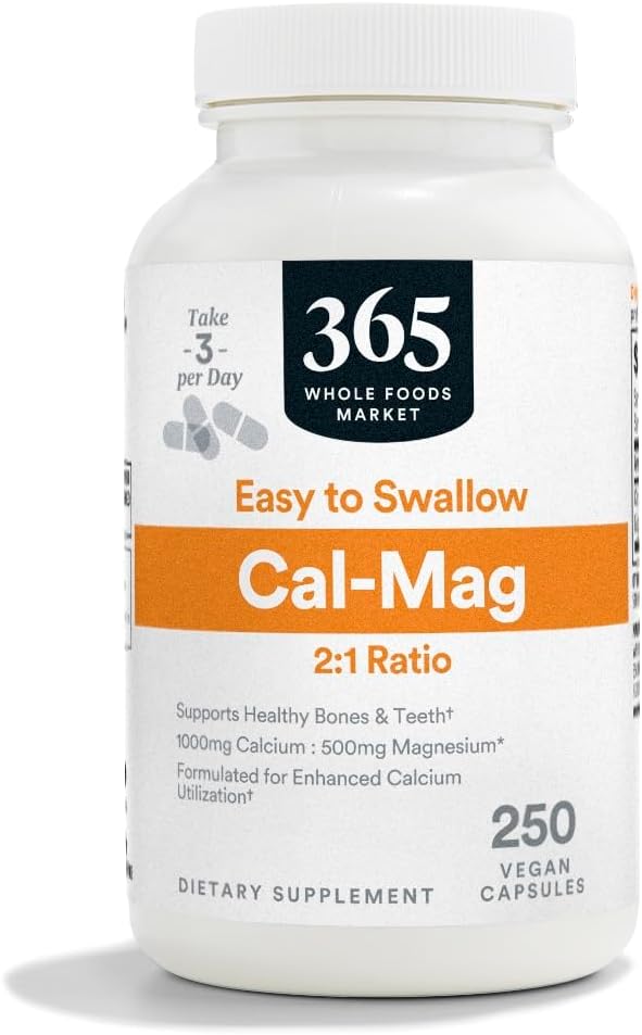 365 by Whole Foods Market, Cal-Mag 2:1 Oran, Easy-to-Swallow Vegan Capsules, 250 Count