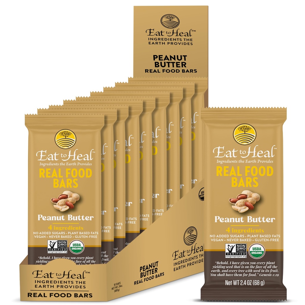 YemeToHeal Peanut Butter Real Food Bar - Organik Vegan Sağlıklı Yüksek Protein Barlar - Low Sugar Meal Change, Non GMO, Never Baked, Plantive, Gluten Free - Enjoy'a Hoş Geldiniz, Shelvesed to Enjoy, Not Sit on Shelves