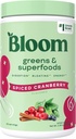 Bloom Beslenme Superfood Greens Toz, Probiyotikler ve Prebiyotiklerle Digestive Enzymes, Gut Health, Kadınlar için Bloating Relief, Chlorella, Green Juice Mix with Beet Root, 25 SVG, Spiced Cranberry