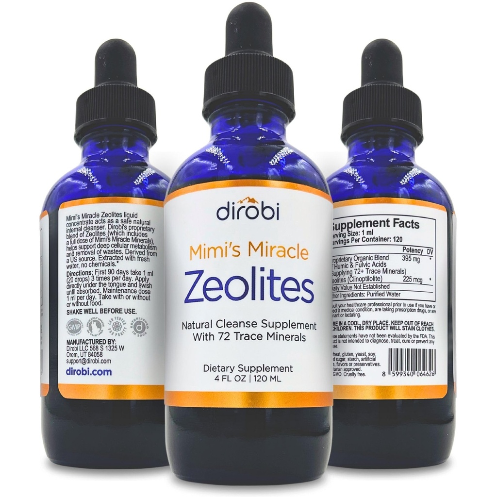 Mimi's Miracle Zeolites: Heavy Metal Detox Zeolite Supplement Drops with 70 Trace Minerals for Adults & Kids - Supports Cell Restoration, Immune & Digestive Tract Health (4 oz Bottle, 60 Day Supply)