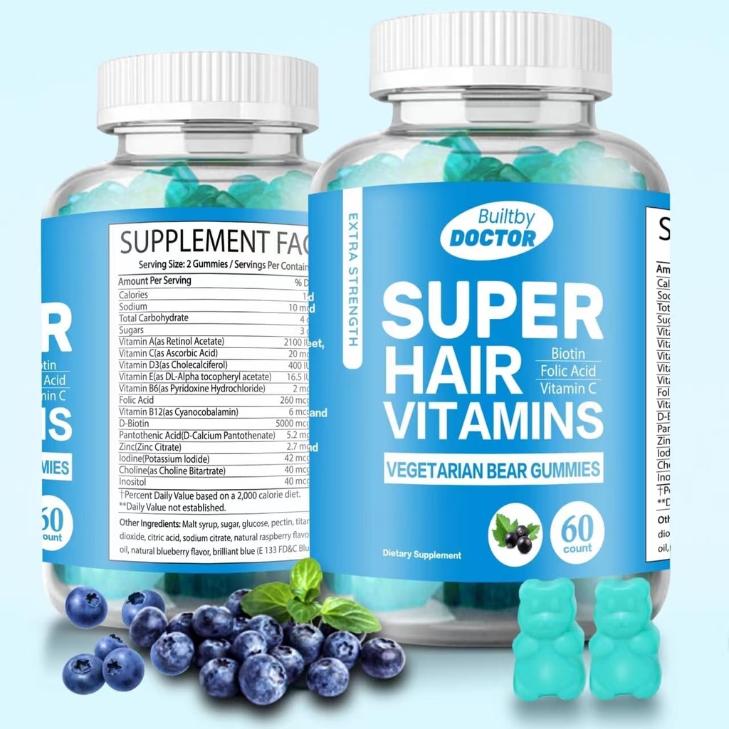 Saç, Cilt ve Çiçekler için Süper Biyotin Gummies - Erkekler ve Kadınlar için Vegan Vitaminleri, Daha Hızlı Saç Büyümesi ve Güçlü Çığlıkları Destekler - Ekstra Güçlü Güçler - Ekstra Güçler