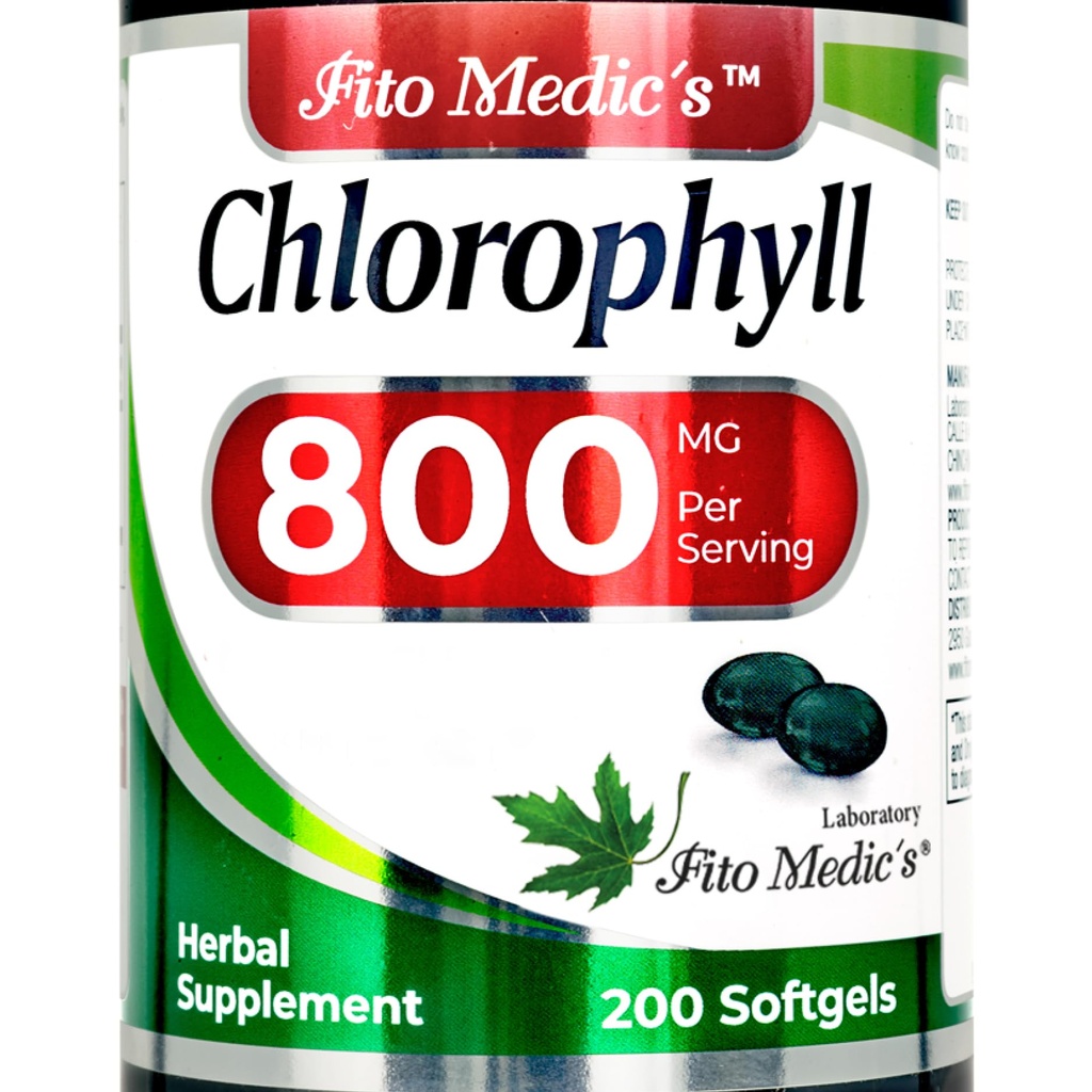 FITO MEDIC'S Lab - Chlorophyll - Pure - 800 mg per Service- 200 Softgels - Chlorophyll Capsules -Detox Cleanse, Greens Supplements- Chlorophyll Pills - Ultra yüksek Aborpsiyon.