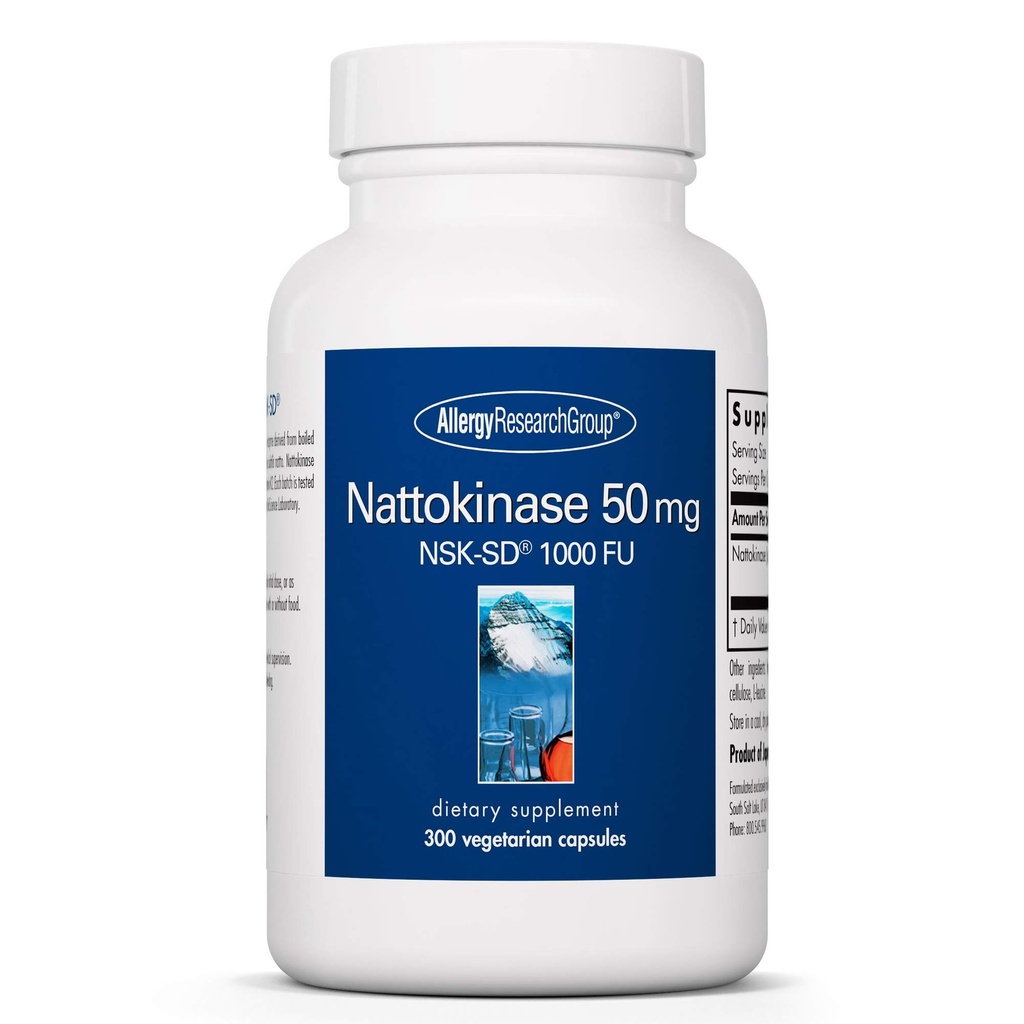 Antivirüs Araştırma Grubu Nattokinase 50 mg Supplement - NSK-SD 1000 FU, Cardiovascular Destek, Circulatory Health, Vegetarian Capsules - 300 Sayı