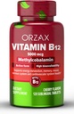ORZAX Vitamin B12 5000 mcg Torchcobalamin for Memory, Mood, Blood Cell Function, Cardiovascular and Energy Supplement - Cherry Flavored - Vegan & Non-GMO - 120 Sublingual Tabletler - 120 Gün Supply