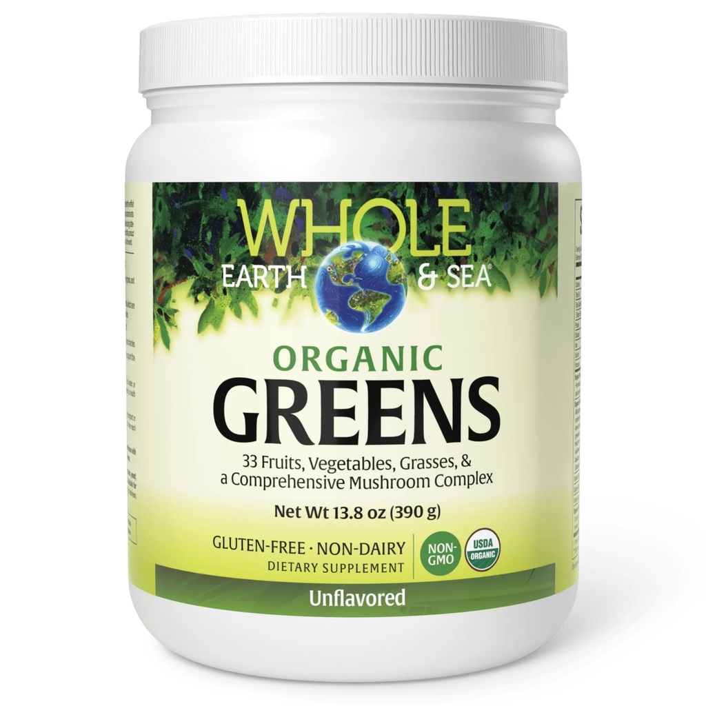 Tüm Dünya ve Doğal Faktörlerden Deniz, Organik Fermented Yeşiller, Vegan Tüm Gıda Supplement, Unflavored, 13.8 Oz