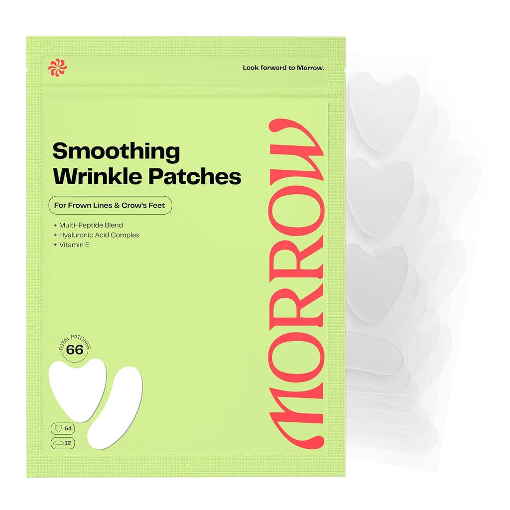 Morrow Beauty - Peptide-Infüzyon Wrinkle Patches - Geceden Fazlası Güzel Hatlar ve Wrinkles, Anti Aging Styles for Crow's Feet, Elevens, Smile Lines (66 Count)