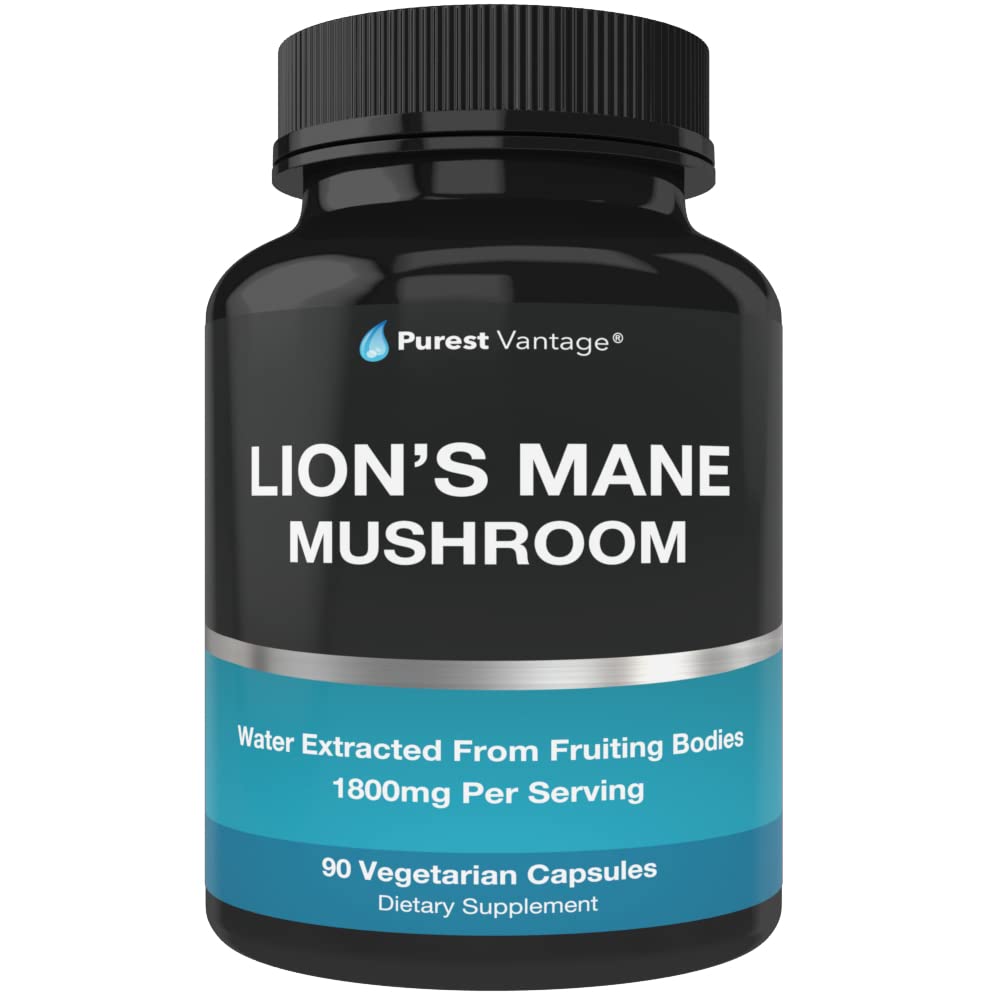 Organik Lions Mane Mushroom Capsules - 1800 mg Lion's Mane Mushroom Supplement in USA - Nootropic Brain Supplement and Immune Support - Lions Mane Extract Toz - 90 Veggie Caps