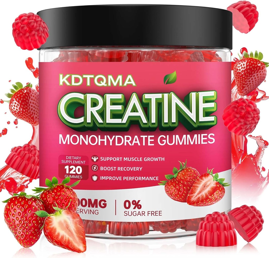 Erkekler ve Kadınlar 120 CT için Kreatin Monohidratlar - Servis başına 5600 mg, Kas Destek & Enerji Boost, Sugar Free, Vegan (Strawberry Flavor)