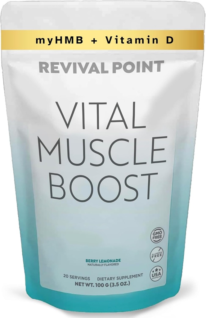 Vital Muscle Boost- Premium myHMB and Vitamin D3 Supplement for Yetişkinler- Patented HMB Toz 3000 mg- Sağlıklı Kaslar için Enerji & Vibrant Active Life- Supports Protein Synthesis & Strength