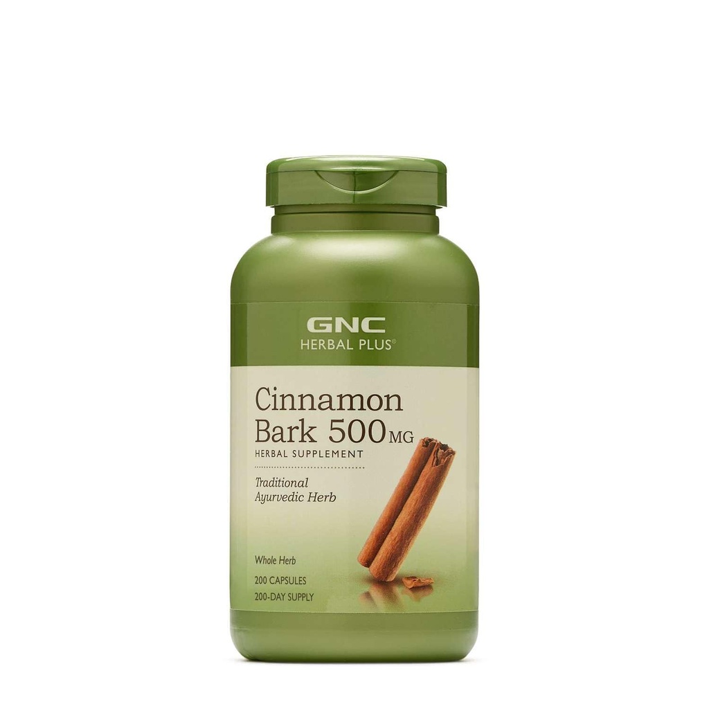 GNC Herbal Plus Cinnamon Bark 500 mg Supplement, Geleneksel Ayurvedic Herb, 200 Hizmet