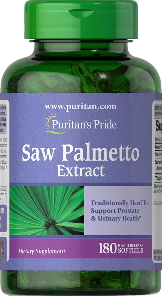 Puritan's Pride Saw Palmetto Ekstraksiyon, Destekler Urinary Function ve Prostate Heatlh, 180 Count