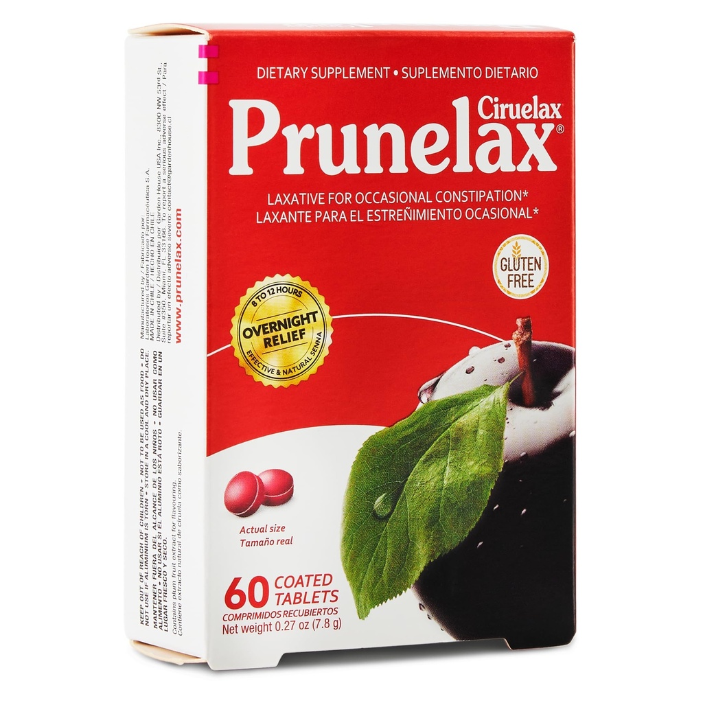 Prunelax Ciruelax Düzenli Kuvvet Laxative Mini Tabletler - Occasional Constipation, Senna Extract, Vegan & Gluten-Free, Gentle Relief - 60ct