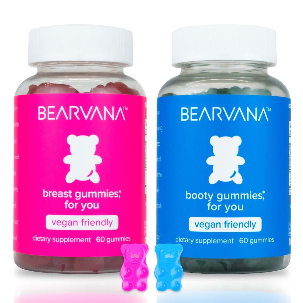 BEARVANA Top & Peach Support Combo Pack Gummies for Women | 9 Herbal Extracts Including Fenugreek, Maca & Fennel | Essential Vitaminler | Berry Flavor | 2Pack (120 Gummies)