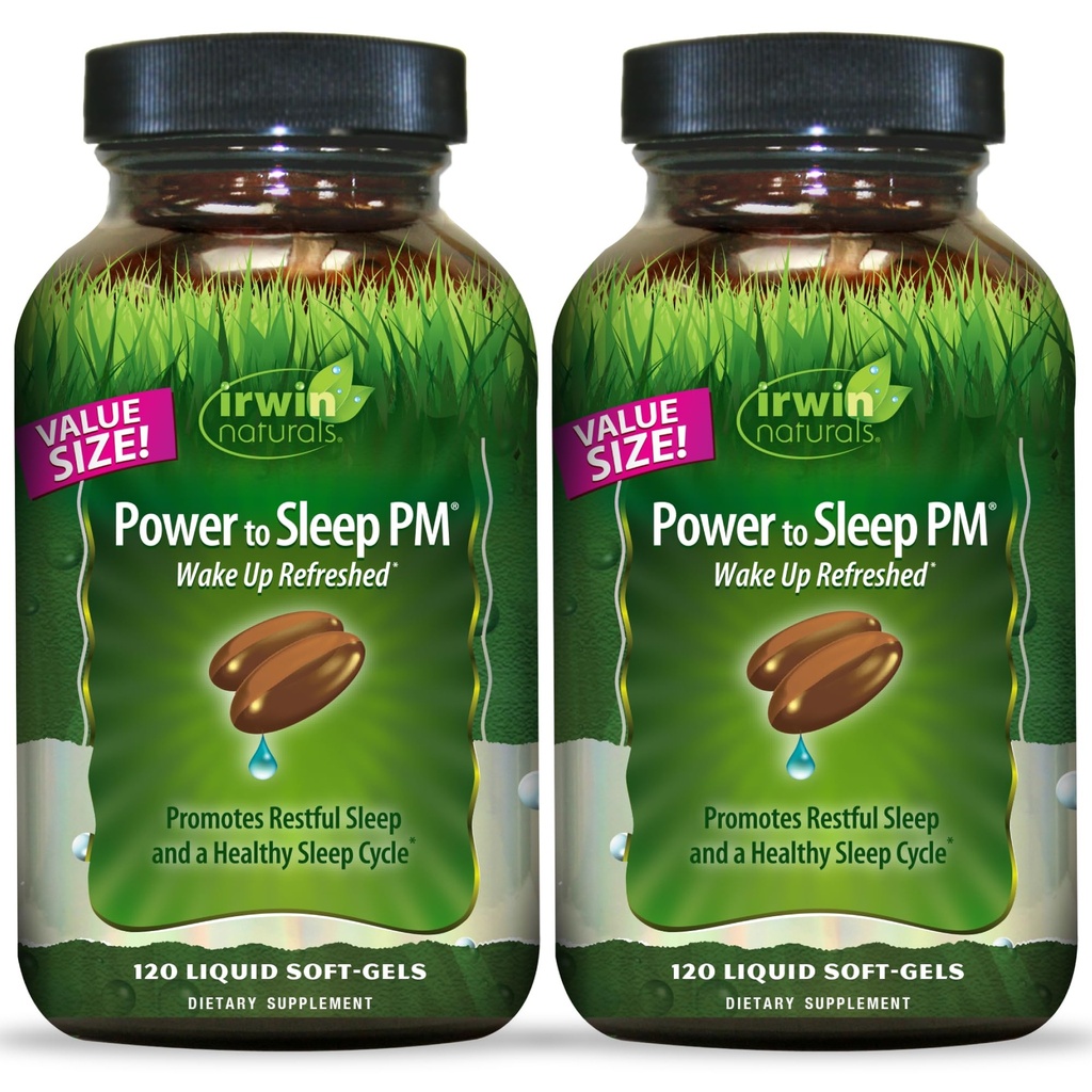 Irwin Naturals Power to Sleep PM - 120 Liquid Soft-Gels, Pack of 2 - With Melatonin, GABA, Ashwagandha, Valerian Root & L-Theanine - 120 Toplam Hizmetler