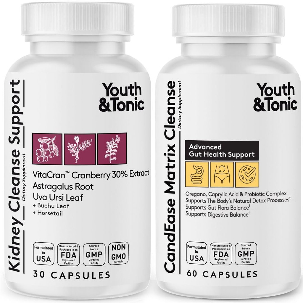 Gençlik ve Tonic CandEase Matrix Pills & Kidney Cleanse Sche 2 Pack | Supports Body Cleansing and maintains Urinary Tract & Bladder Health