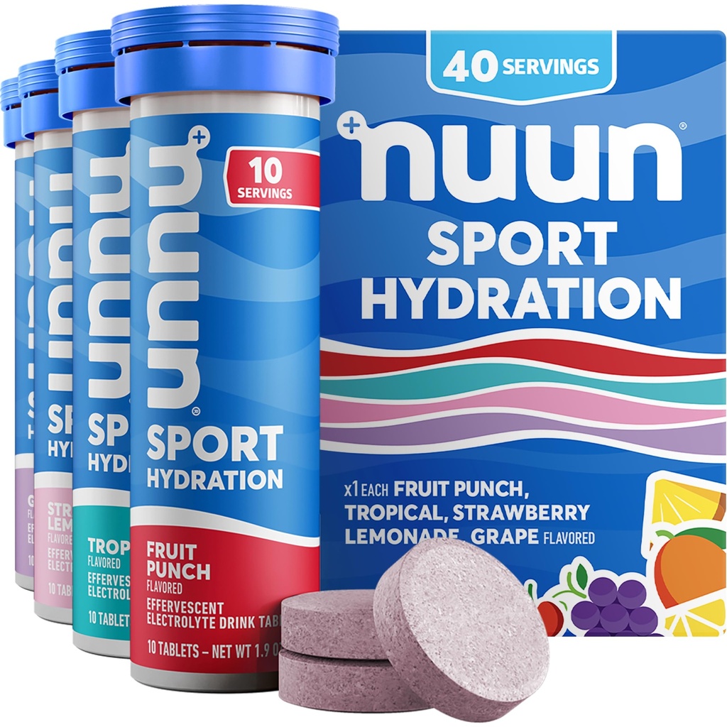 Nuun Sport Electrolyte Tabletleri, Magnezyum, Pyum, Chloride & sodyum, Gluten Free & Vegan, karma Flavors, 4 Pack (40 Hizmet Toplamı)