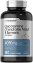 Horbäach Glucosamine Chondroitin MSM | 4050 mg | 180 Caplets | Turmeric | Triple Strength Formula | Non-GMO & Gluten Free Supplement Supplement