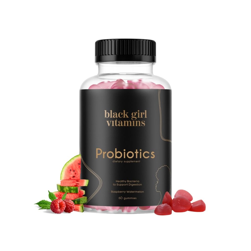 Siyah Kız Vitaminleri - Digestive Health ve Immune Support için Probiyotik Gummies, Gluten-Free Vitamins, (Raspberry-Watermelon), 60ct