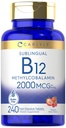 Carlyle B12 Vitamin 2000 mcg | 240 Hızlı Dissolve Tabletler | Sublingual Mecobalamin | Berry Flavor | Vegetarian, Non-GMO & Gluten Free Supplement Supplement