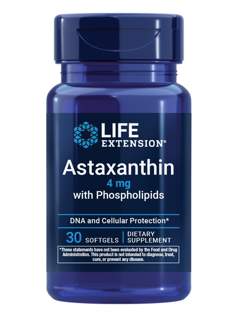 Life Extension Astaxanthin with Phospholipids – Antioksi Support, Eye Health – Algae-Derived – Gluten-Free, Non-GMO – 30 Softgels