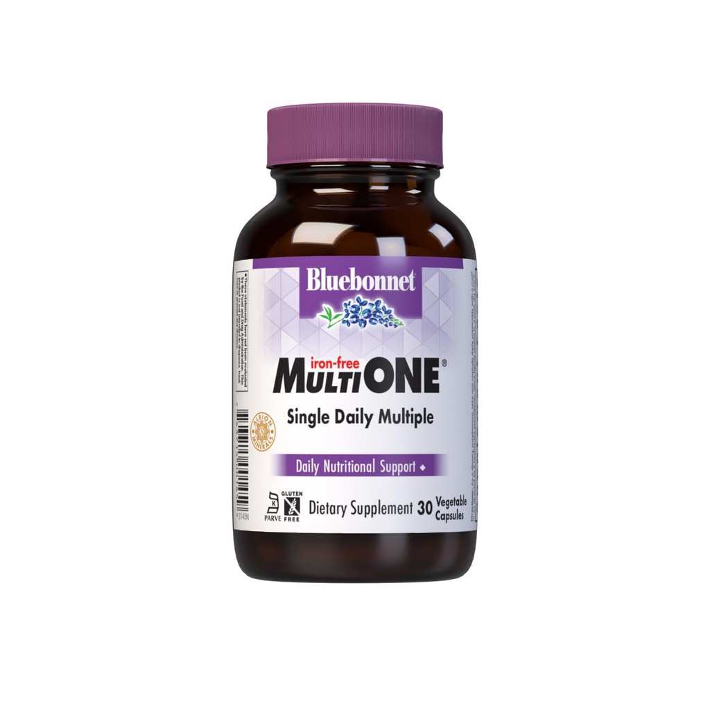 Bluebonnet Beslenme Multi ONE (Iron-Free), Günlük Beslenme Desteği*, Kosher sertifikalı, Gluten-Free, Dairy-Free, Vegetarian Friendly, 30 Sebze Kapsülleri, 30 Hizmet