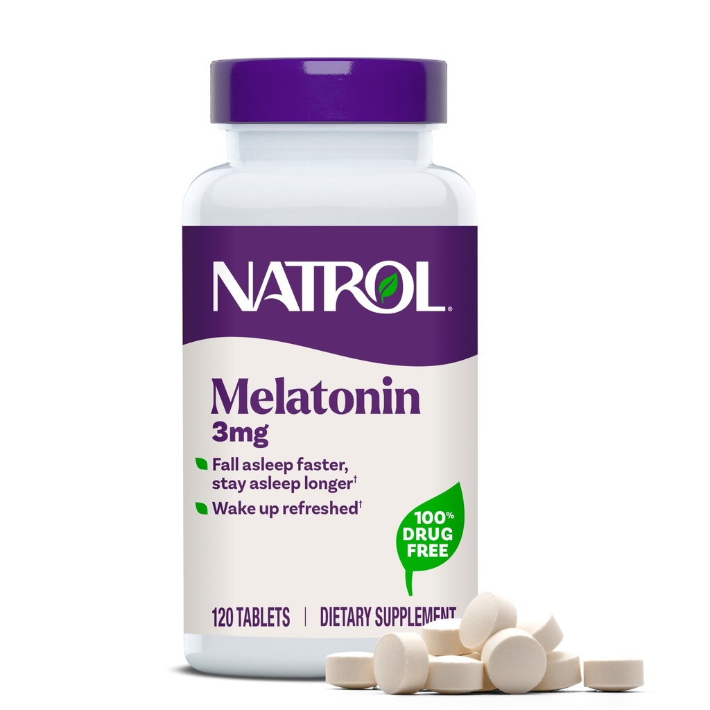 Natrol Melatonin 3 mg, Restful Sleep için Diyet Supplement, Yetişkinler için Uyku Tamamları, 120 Melatonin Tabletleri, 120 Gün Supply