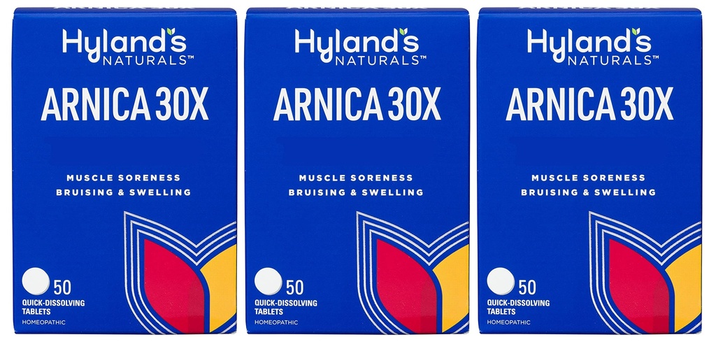 Hyland'ın Arnica 30x 50 Tabletleri (3 Paket = 150 Tablet), Bruising, Swelling, Muscle Pain Relief
