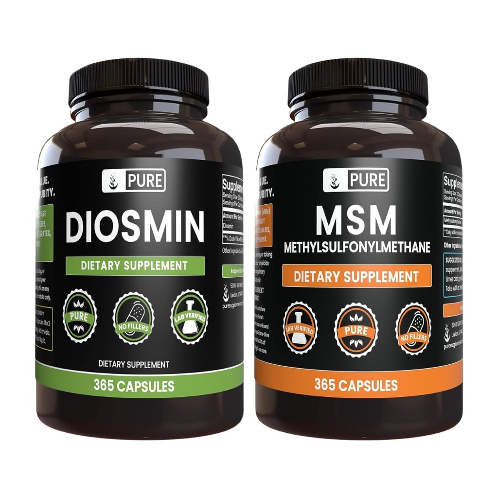 PURE ORIGINAL INGREDIENTS Diosmin ve MSM Sche, 365 Capsules Her, No Magnezyum veya Rice Fillers, Always Pure Pure Pure