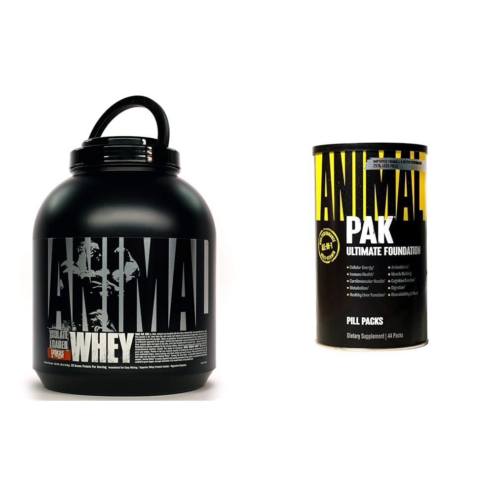 Animal Whey Isolate Protein Powder, Loaded for Post Workout and Recovery & Pak - Convenient All-in-One Vitamin & Supplement Pack